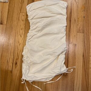 Bershka Ruched Drawstring Tube Dress in Cream